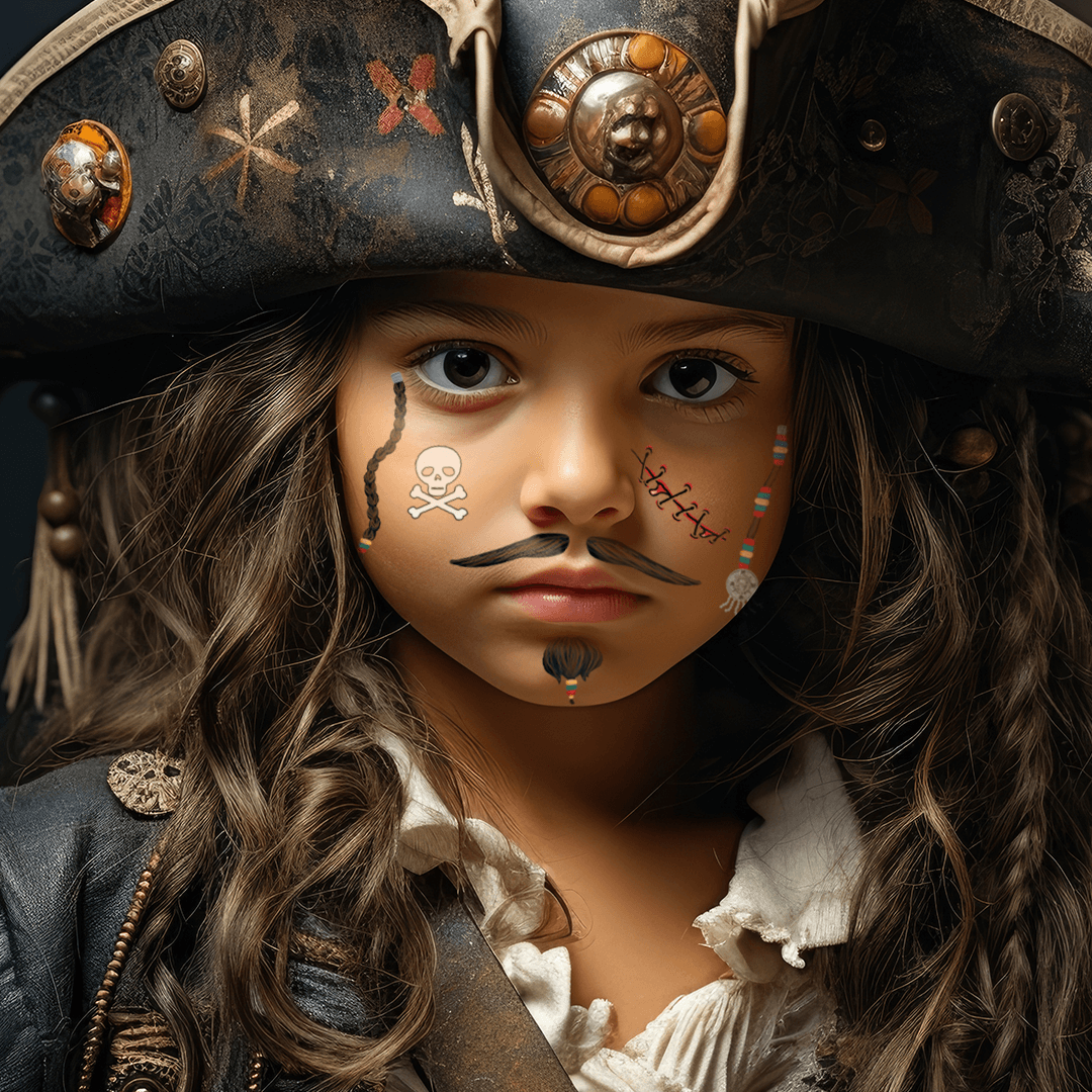 Pirate Kids Costume Tattoo 6 in x 5.25 in