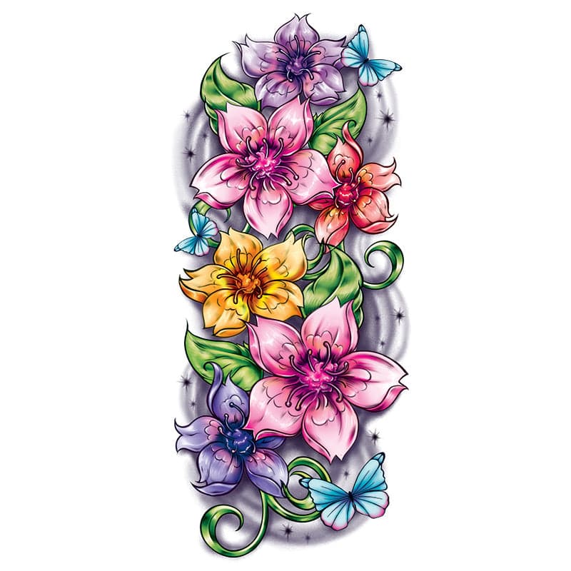 Floral Sleeve Accessory Costume Tattoo 6 in x 9.75 in