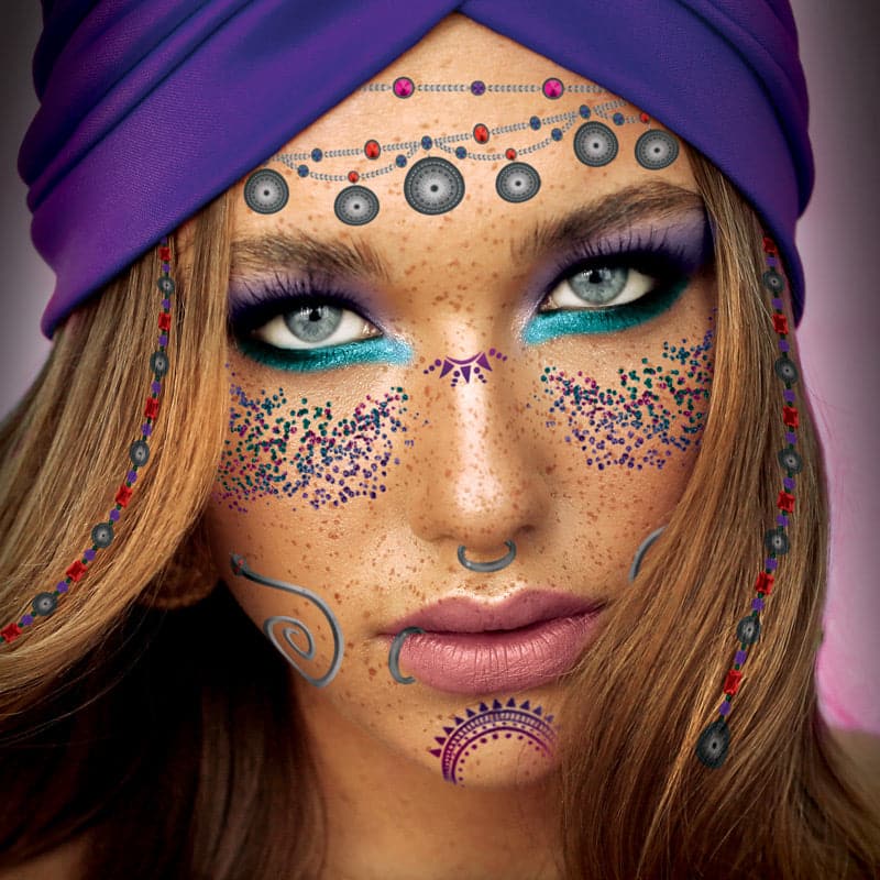 Mystical Fortune Teller Costume Tattoo 6 in x 5.25 in