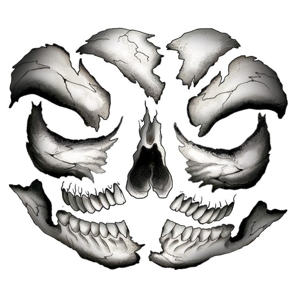 Black and White Skull Costume Tattoo 5.25 in x 6 in