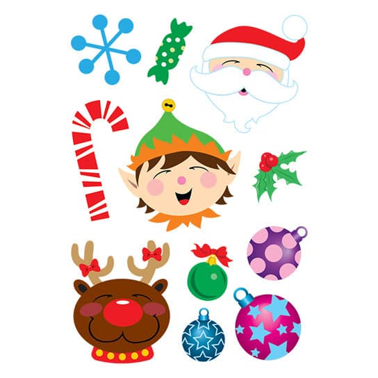 Glitter Santa Christmas Temporary Tattoo Sheet 5.5 in x 3.5 in