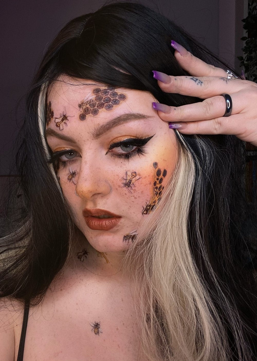 Honey Bee Face Costume Temporary Tattoo