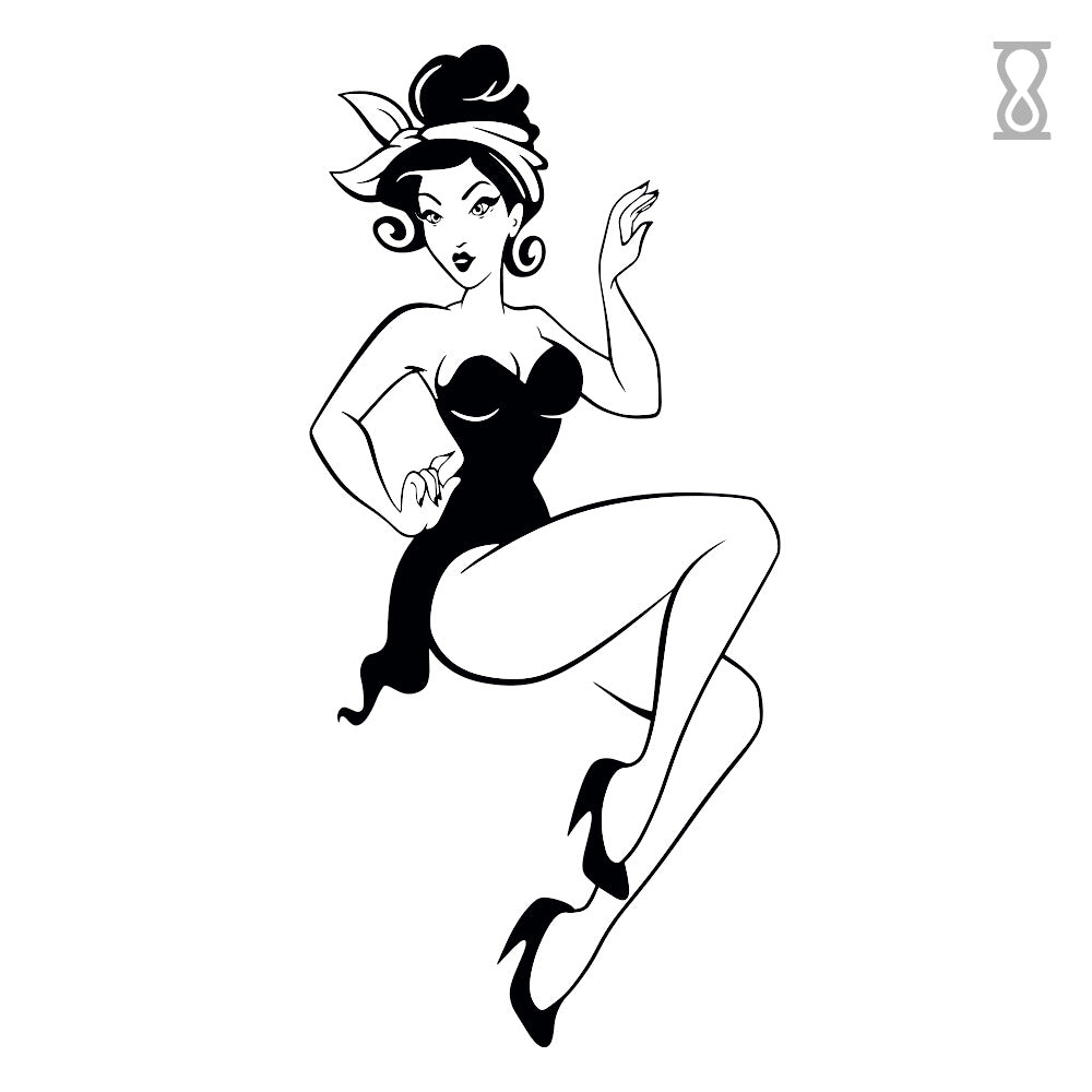 Pin Up Girl Semi-Permanent Tattoo 4 in x 6 in