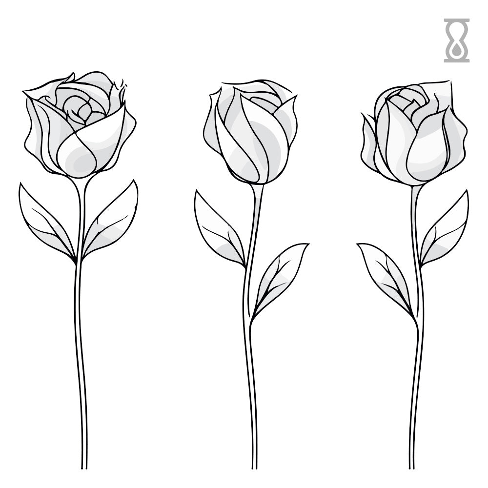 Rose Trio Semi-Permanent Tattoo 2 in x 2 in