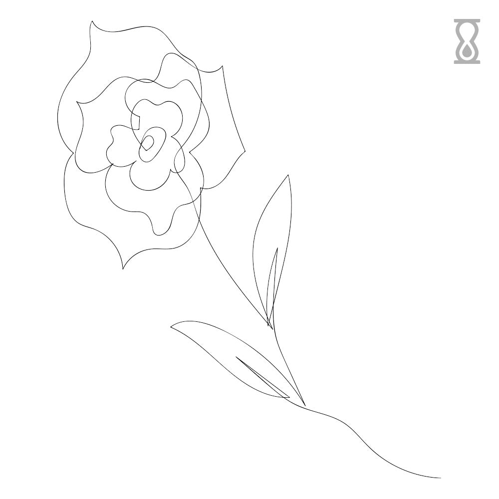 Minimalist Rose Semi-Permanent Tattoo 1.5 in x 3 in