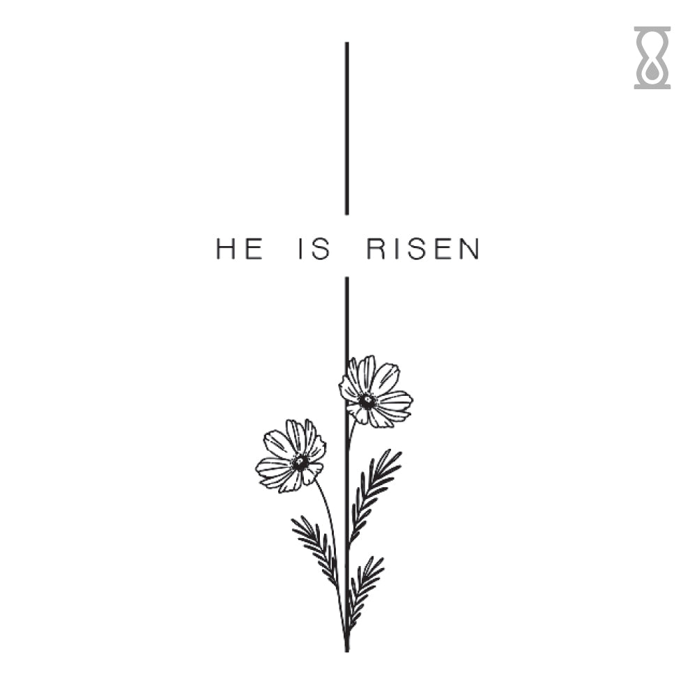 He is Risen Floral Cross Semi-Permanent Tattoo 2 in x 3 in