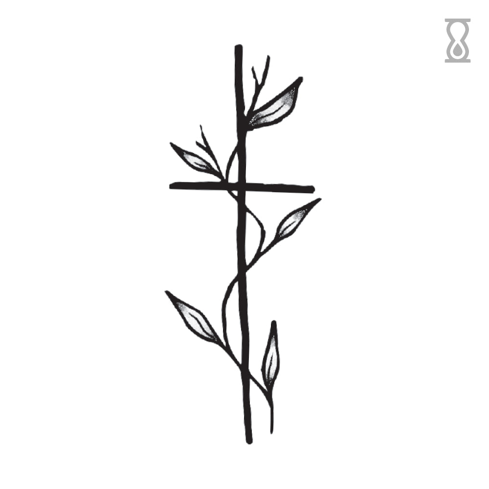 Vine Cross Semi-Permanent Tattoo 1.5 in x 3 in