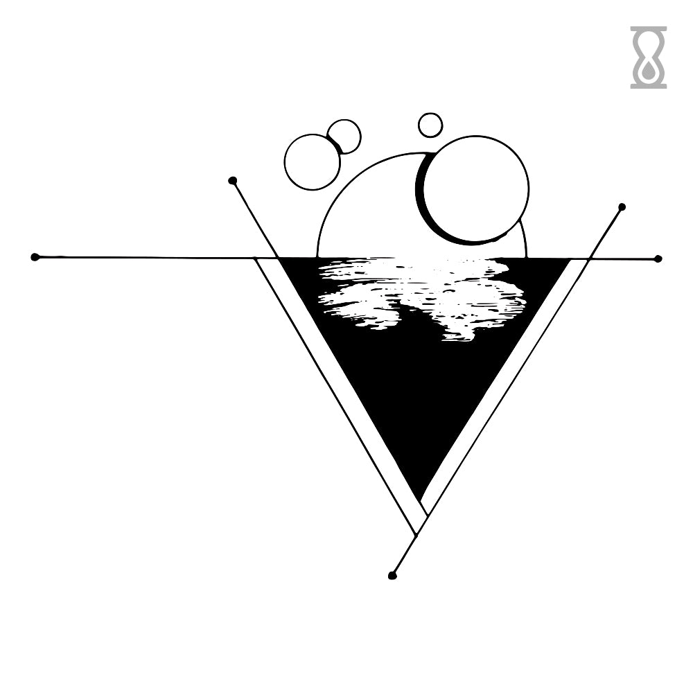 Triangle Moon Ocean Semi-Permanent Tattoo 3 in x 3 in