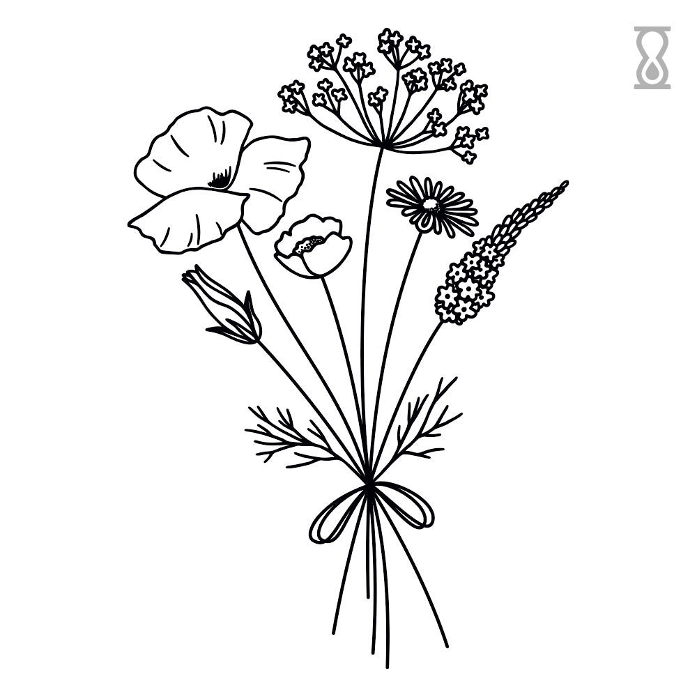 Spring Wildflowers Semi-Permanent Tattoo 1.5 in x 3 in