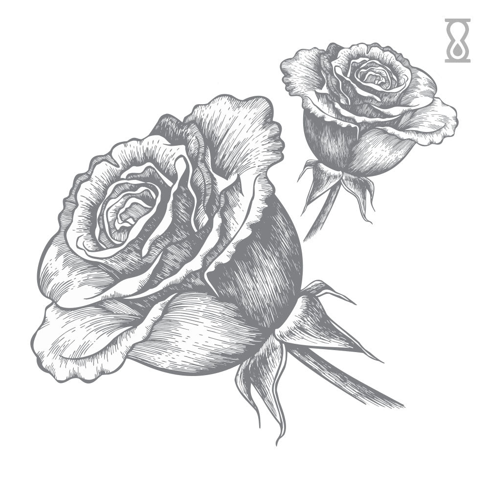Sketch Roses Semi-Permanent Tattoo 3 in x 3 in