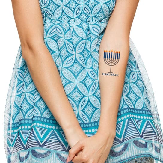 Menorah Temporary Tattoo 3 in x 2 in