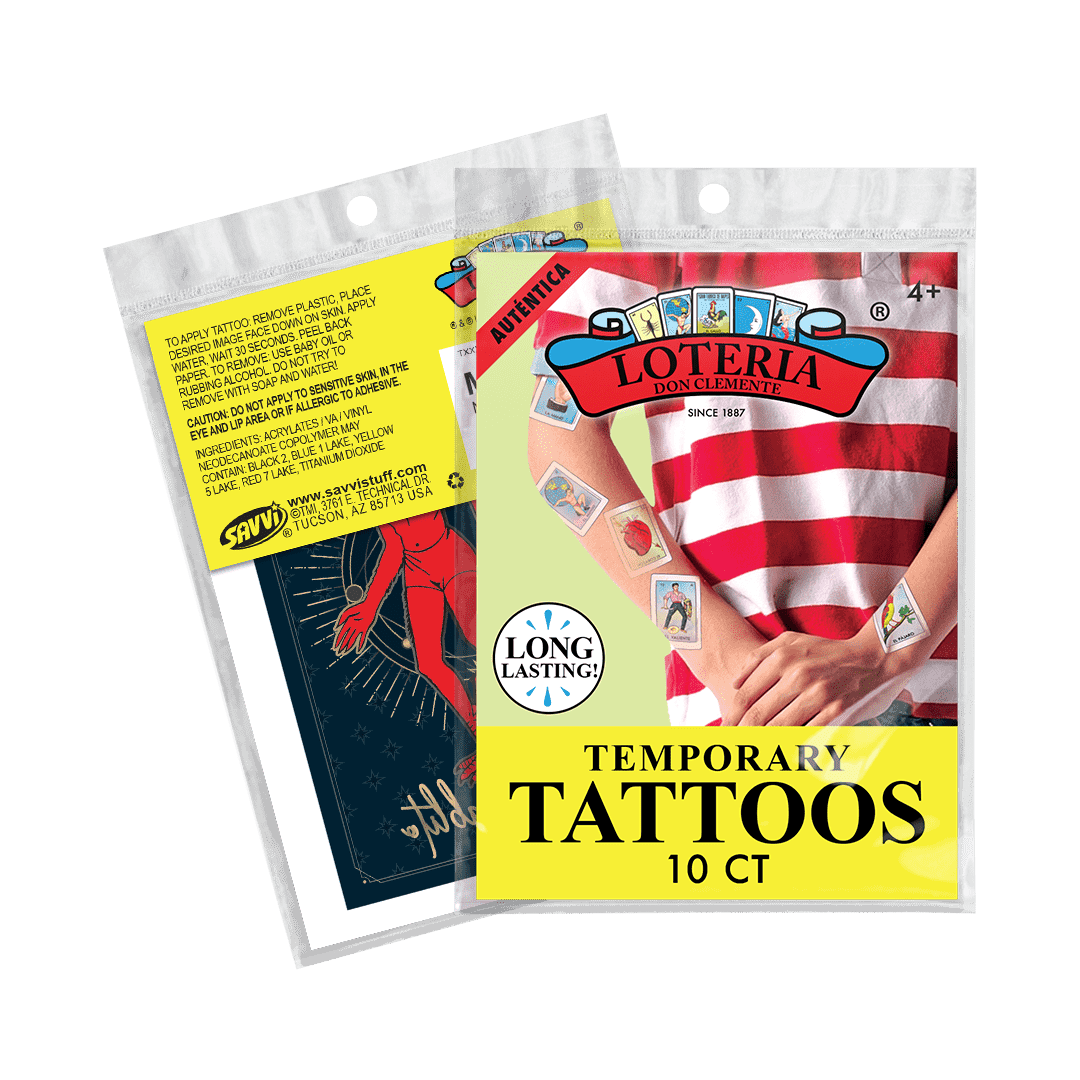 Loteria Muchachos Card Tattoos 10pc Variety Pack