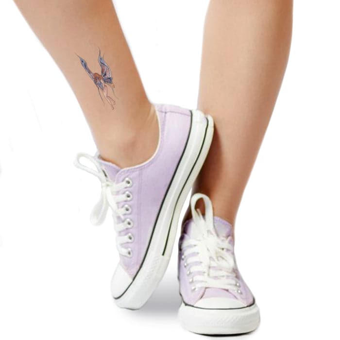 Mythical Blue Fairy Nymph Temporary Tattoo 3.5 in x 2.5 in