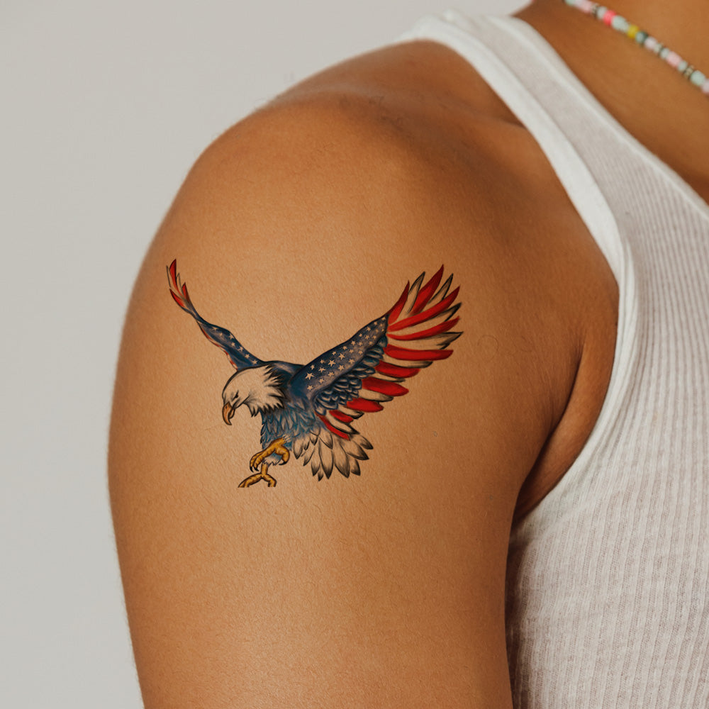 American Flag Eagle Temporary Tattoo 3.5 in x 4 in