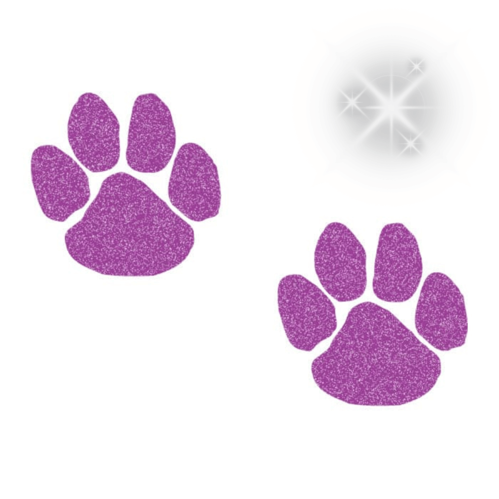 Purple Glitter Paw Temporary Tattoo
