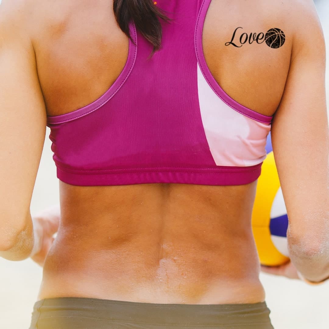 Love Basketball Temporary Tattoo 2 in x 3 in