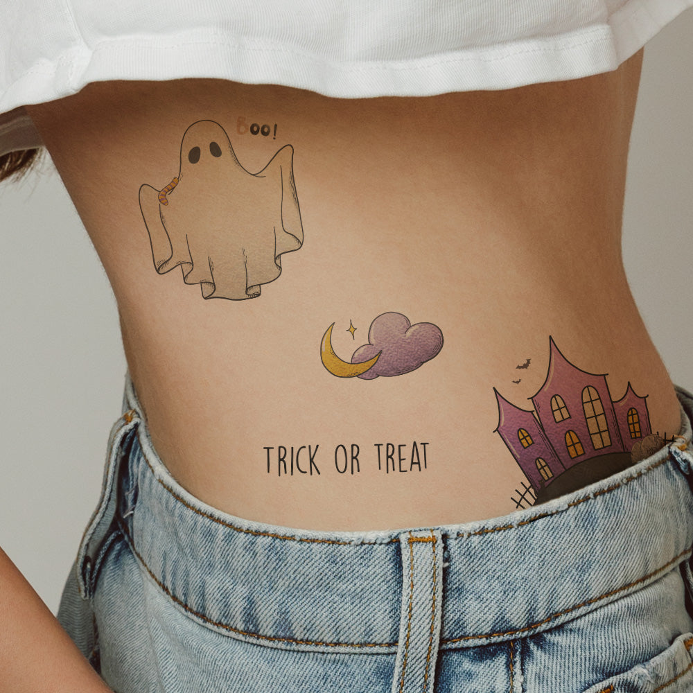 Halloween Party Tattoo Sheet 4 in x 6 in
