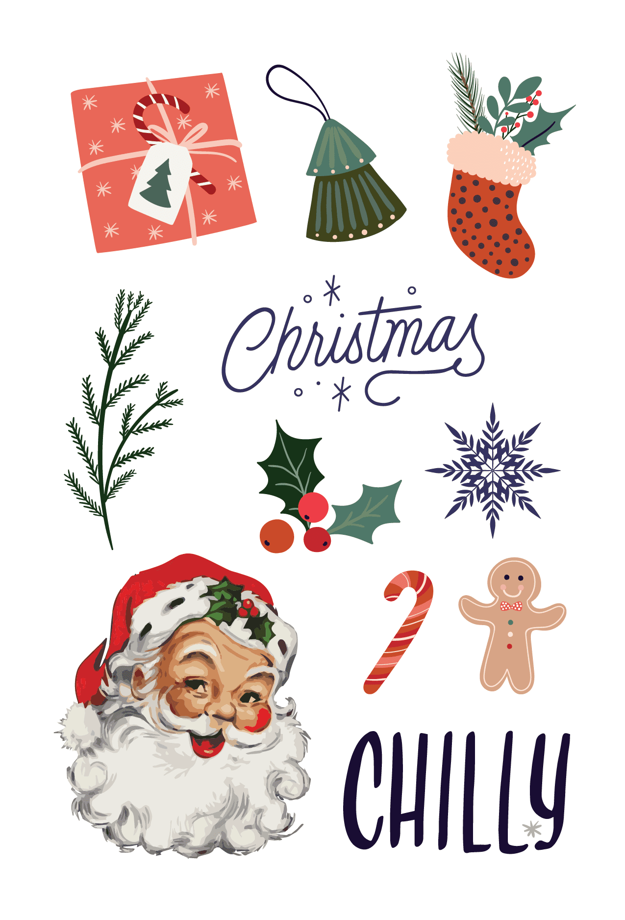 Vintage Santa Christmas Tattoos 4 in x 6 in