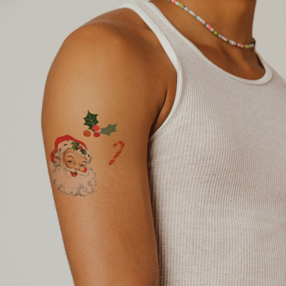 Vintage Santa Christmas Tattoos 4 in x 6 in