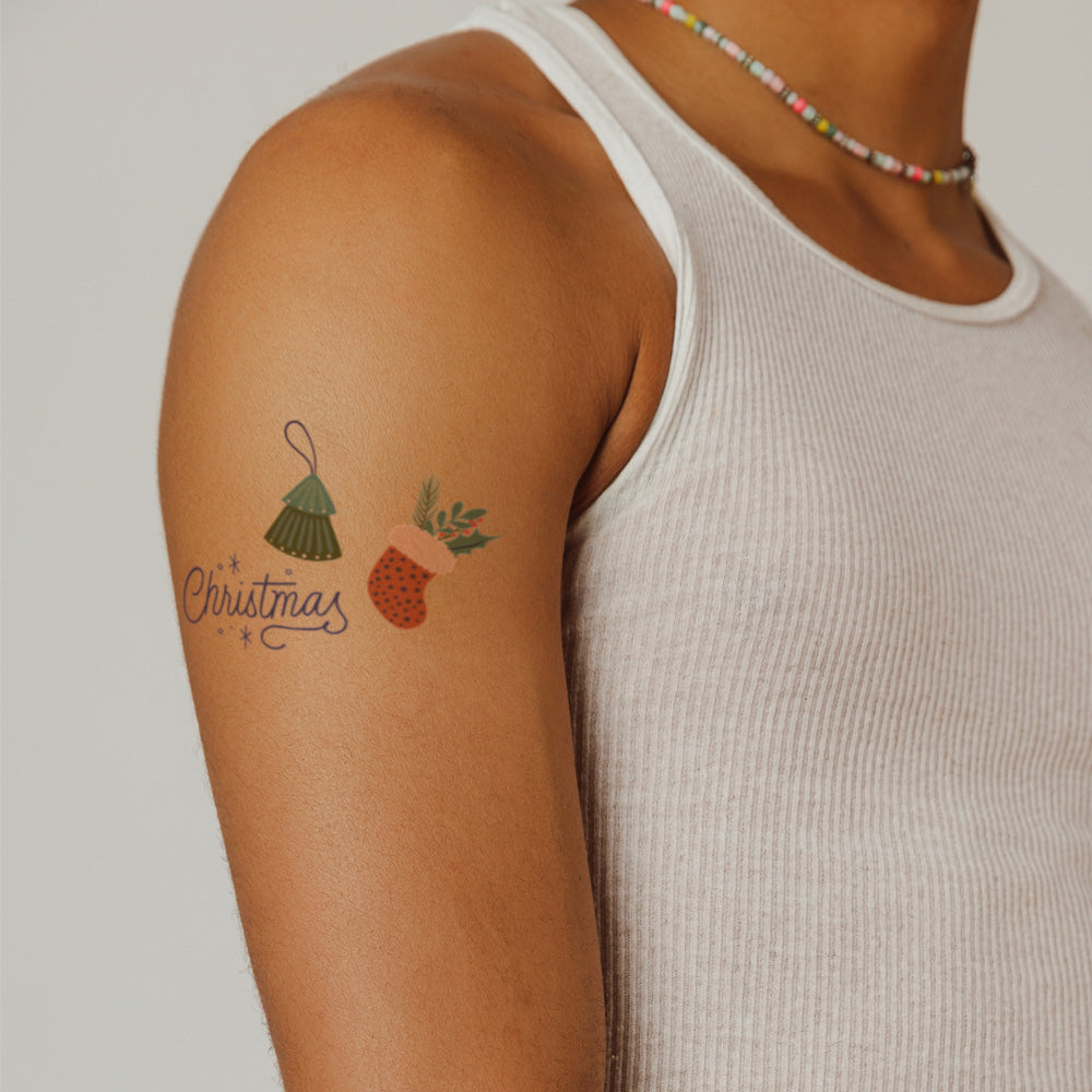 Vintage Santa Christmas Tattoos 4 in x 6 in