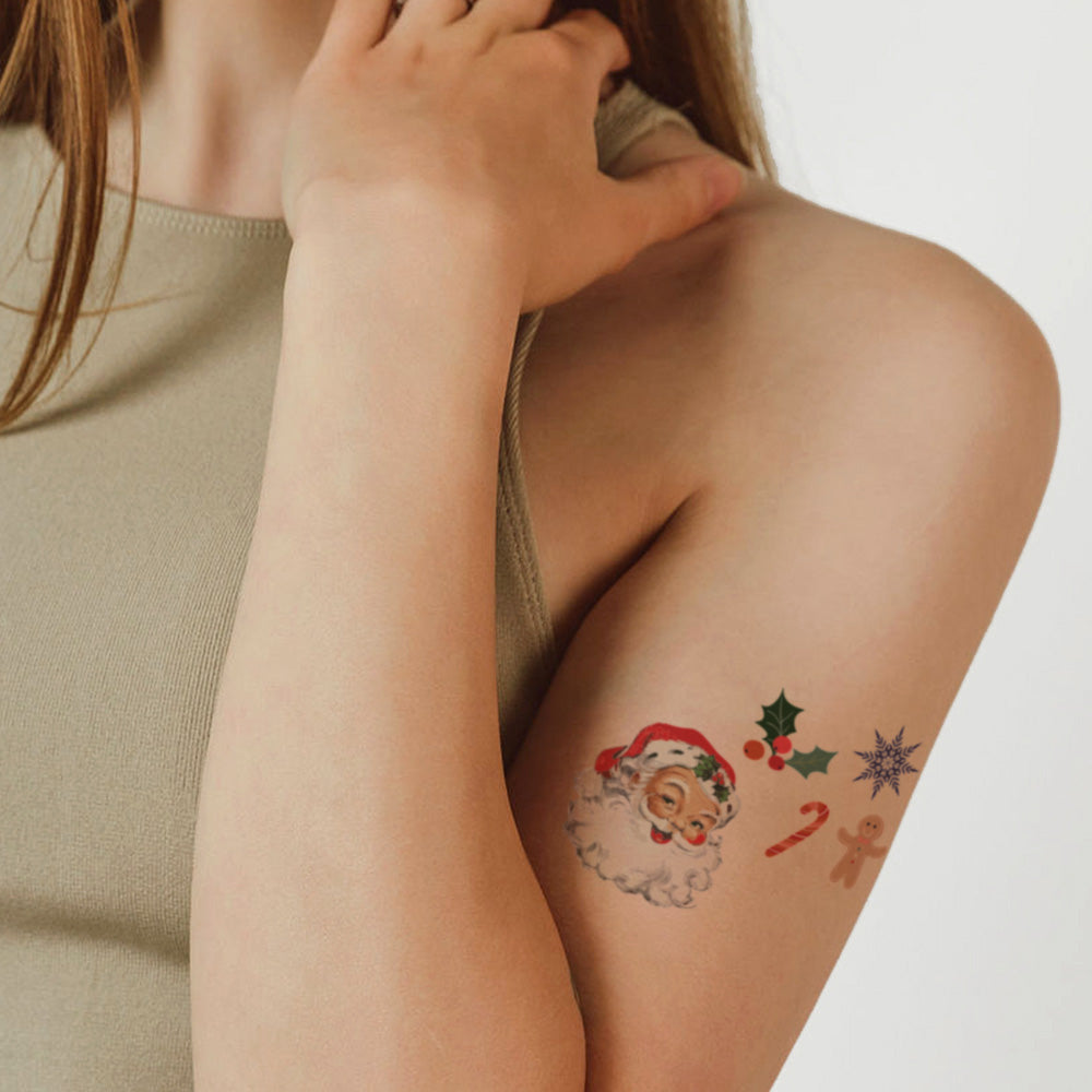 Vintage Santa Christmas Tattoos 4 in x 6 in