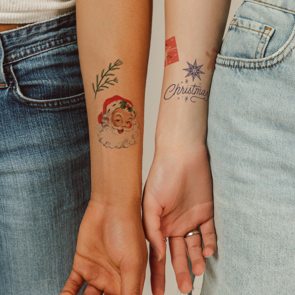 Vintage Santa Christmas Tattoos 4 in x 6 in