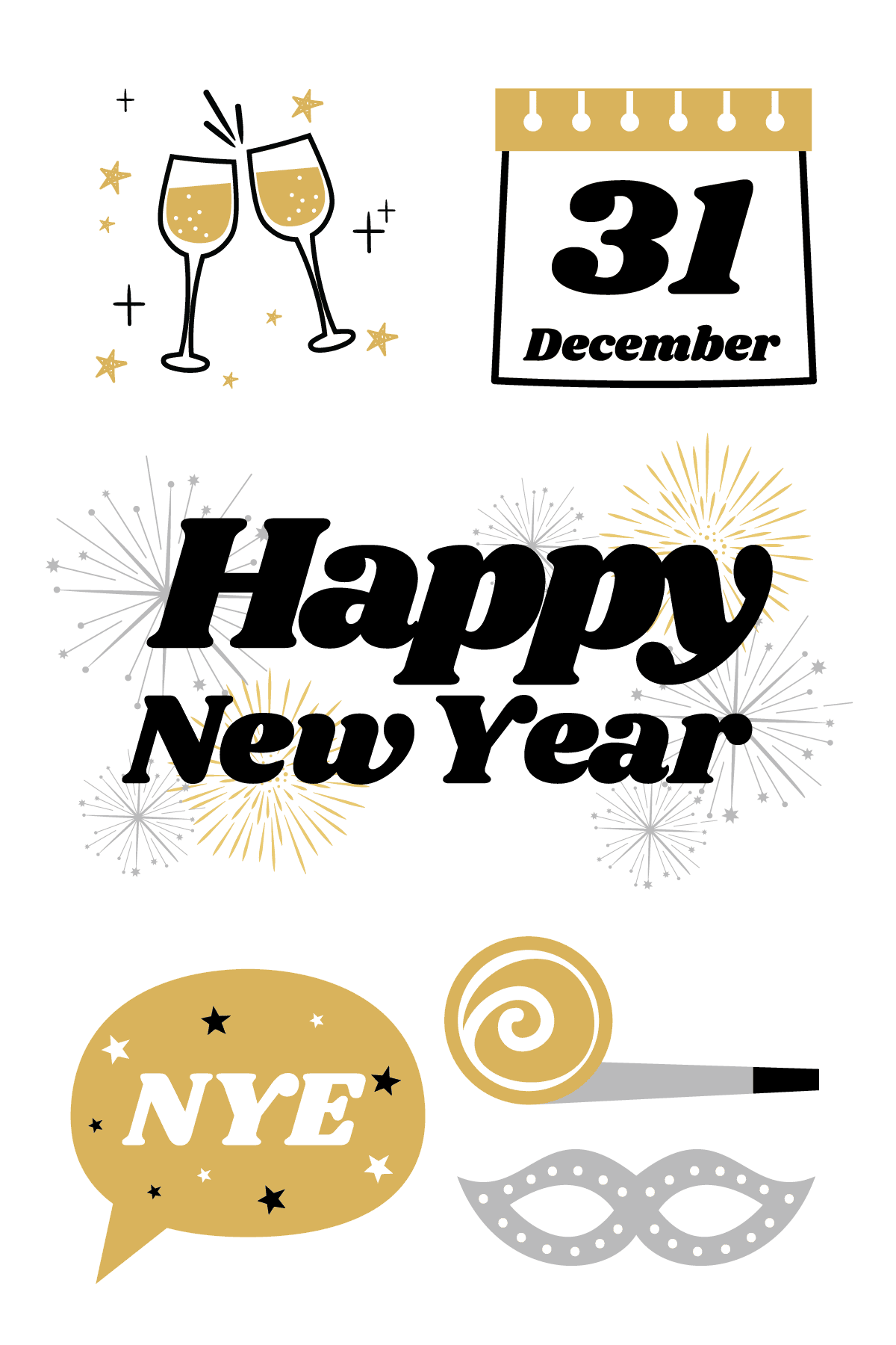 New Years Eve Tattoos 4 in x 6 in