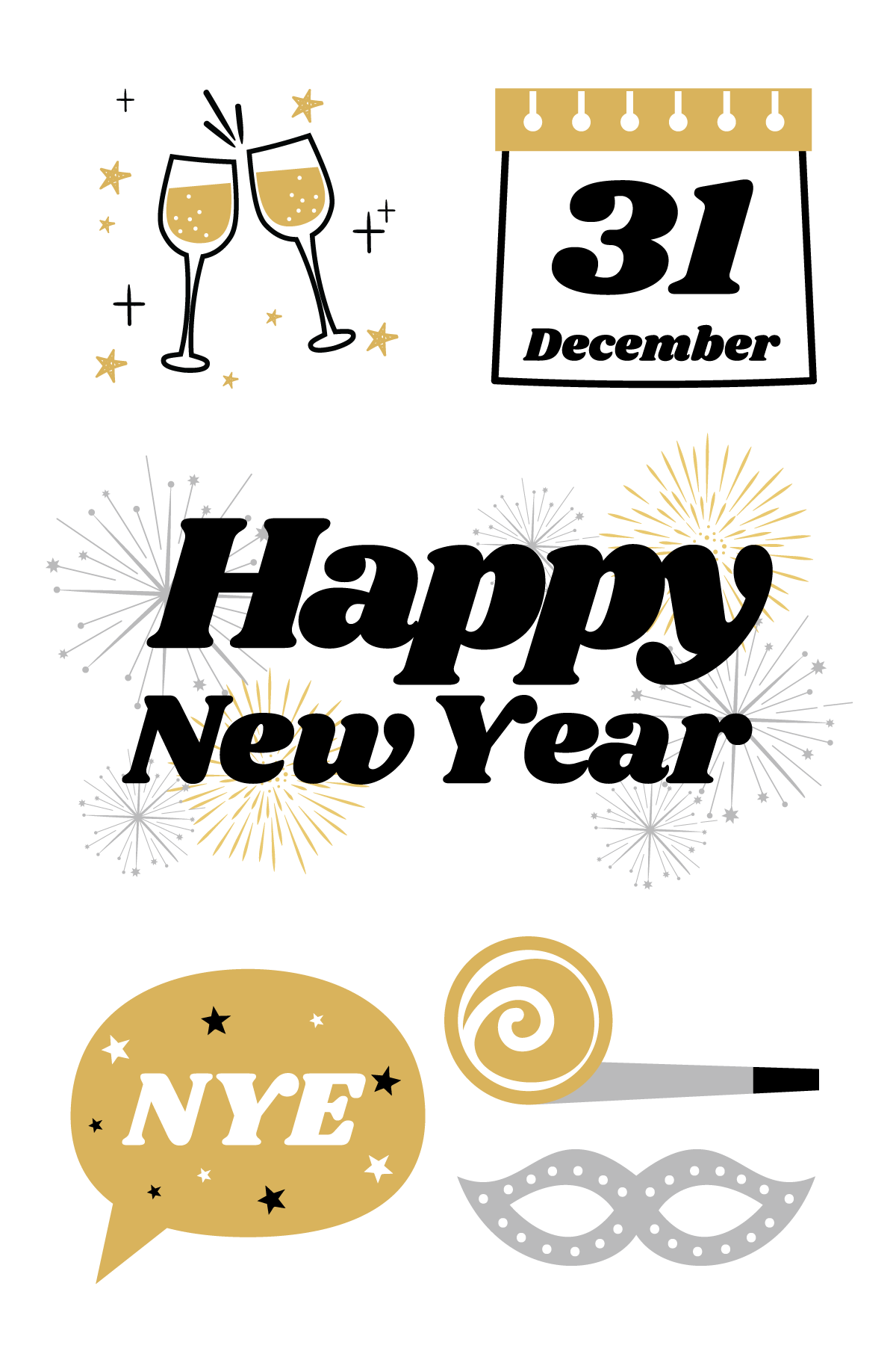 New Years Eve Tattoos 4 in x 6 in