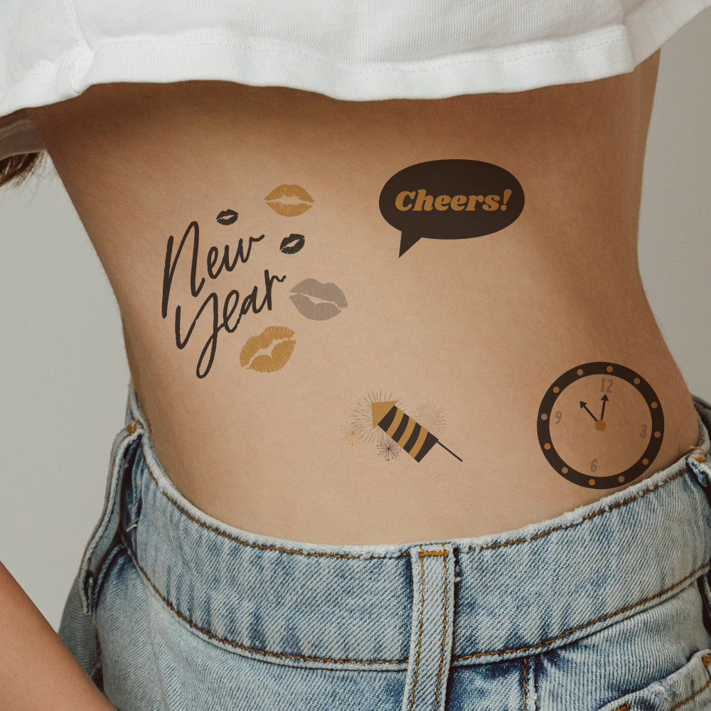New Years Eve Party Tattoos 4 in x 6 in