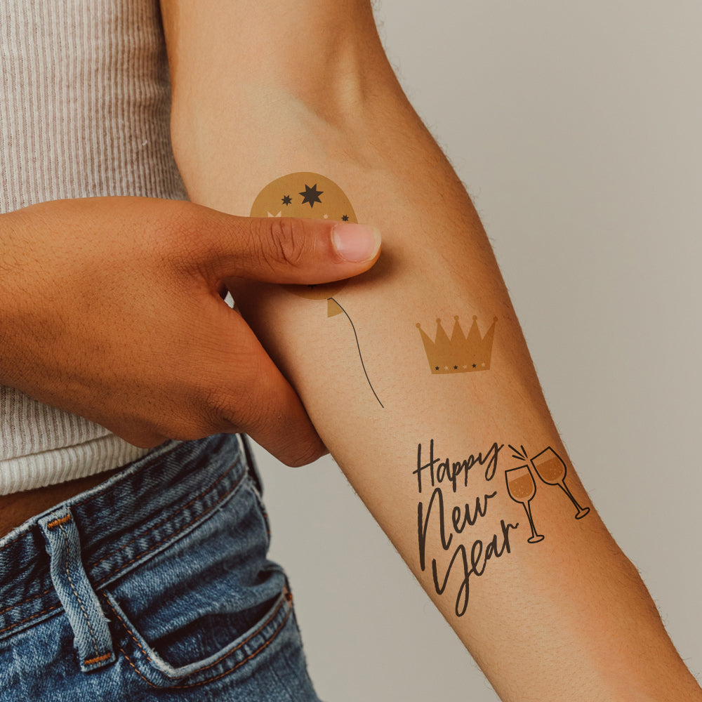 New Years Eve Party Tattoos 4 in x 6 in