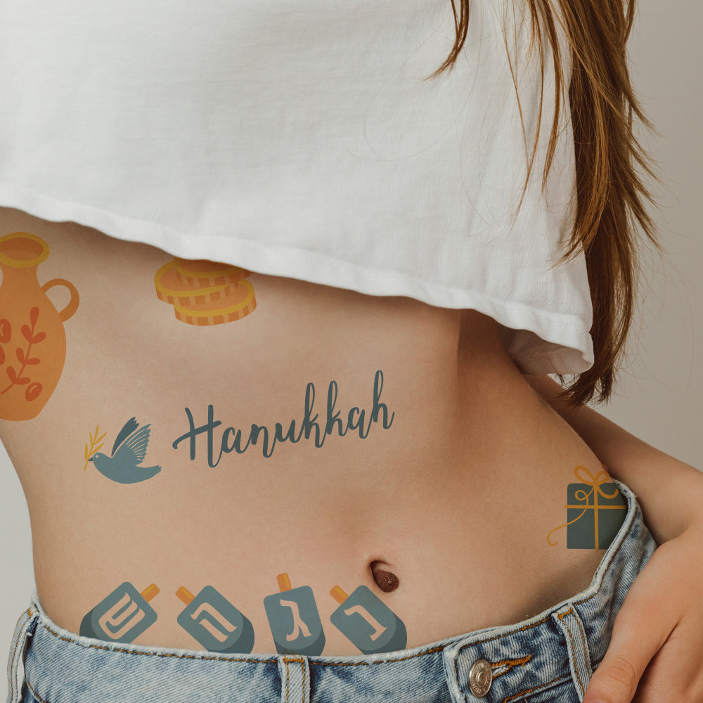 Hanukkah Temporary Tattoo Sheets 4 in x 6 in