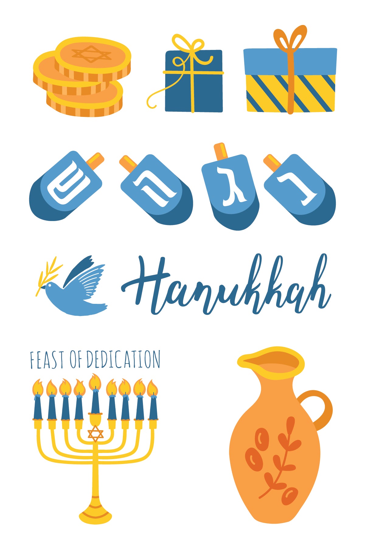 Hanukkah Temporary Tattoo Sheets 4 in x 6 in