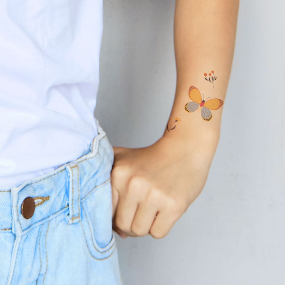 Butterfly Friends Tattoo Sheet 4 in x 6 in