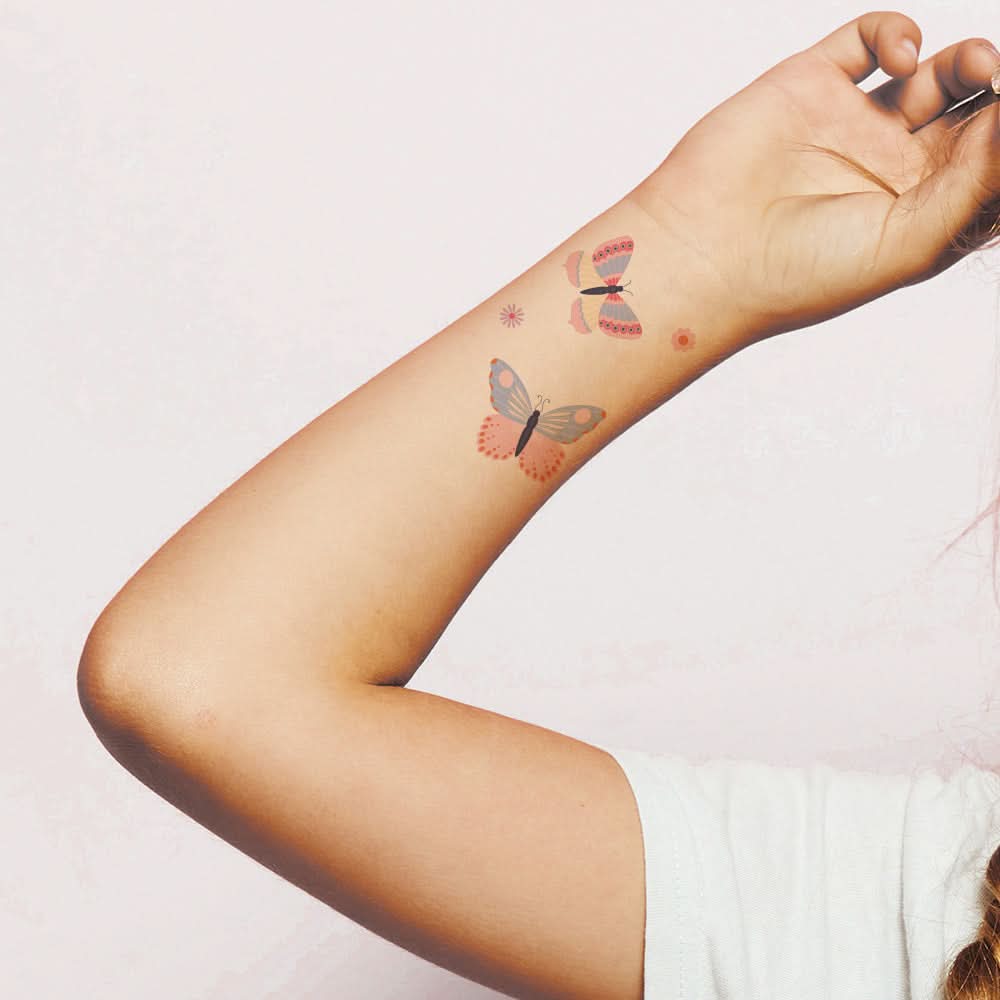 Butterfly Friends Tattoo Sheet 4 in x 6 in