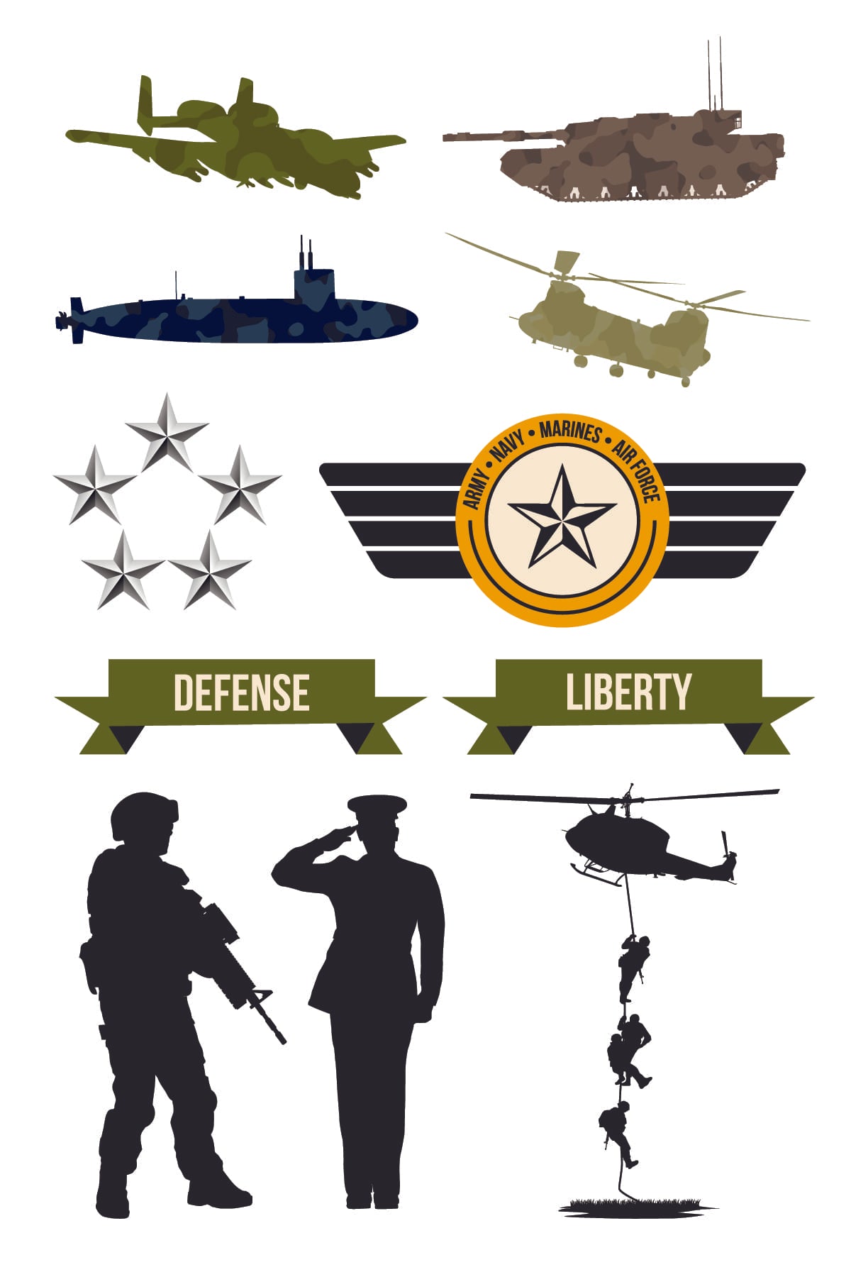 Military Temporary Tattoos 4 in x 6 in