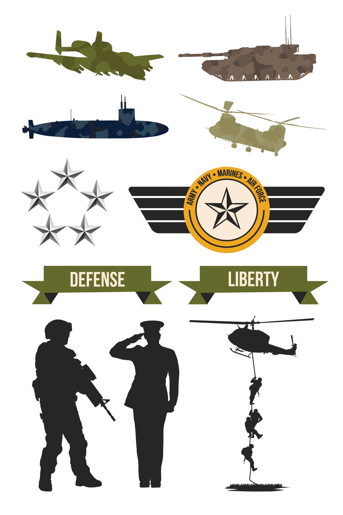 Military Temporary Tattoos 4 in x 6 in