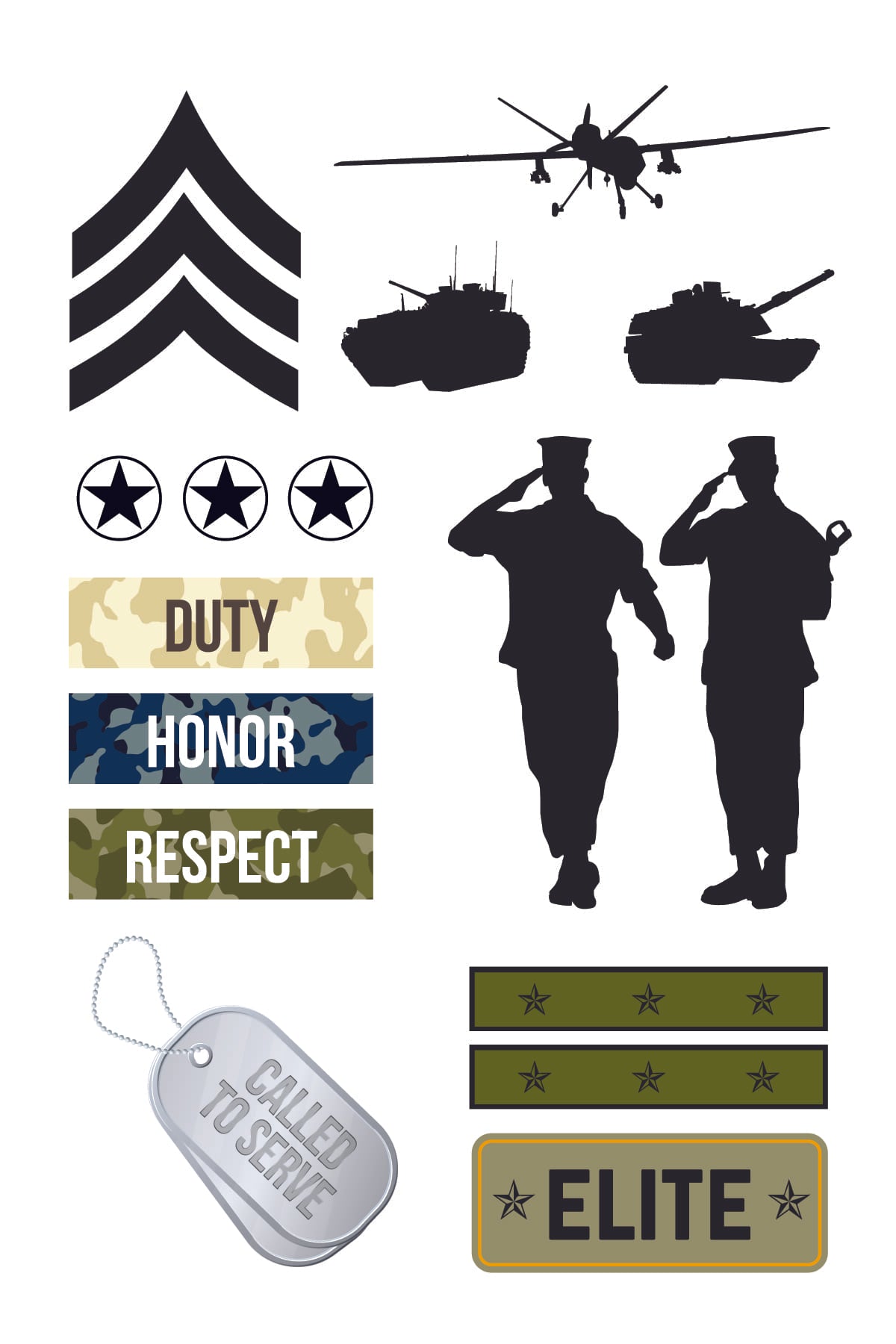 Military Hero Temporary Tattoos 4 in x 6 in