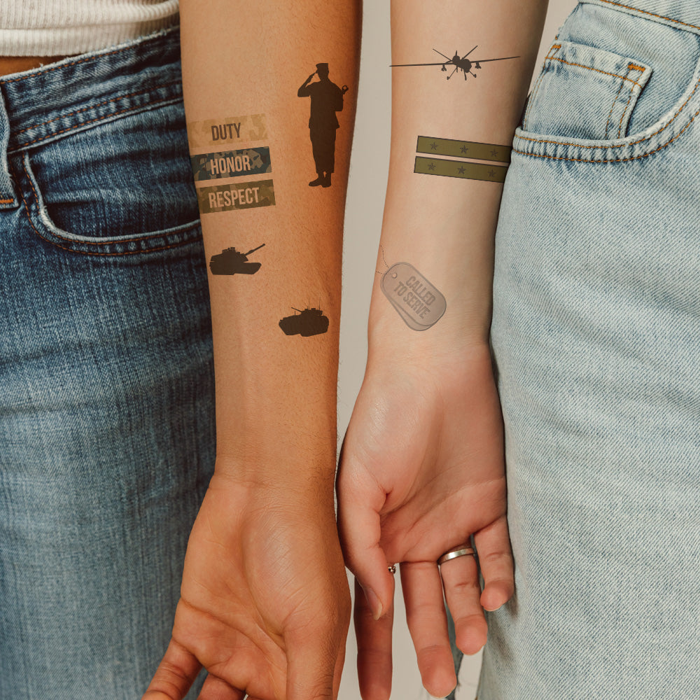 Military Hero Temporary Tattoos 4 in x 6 in