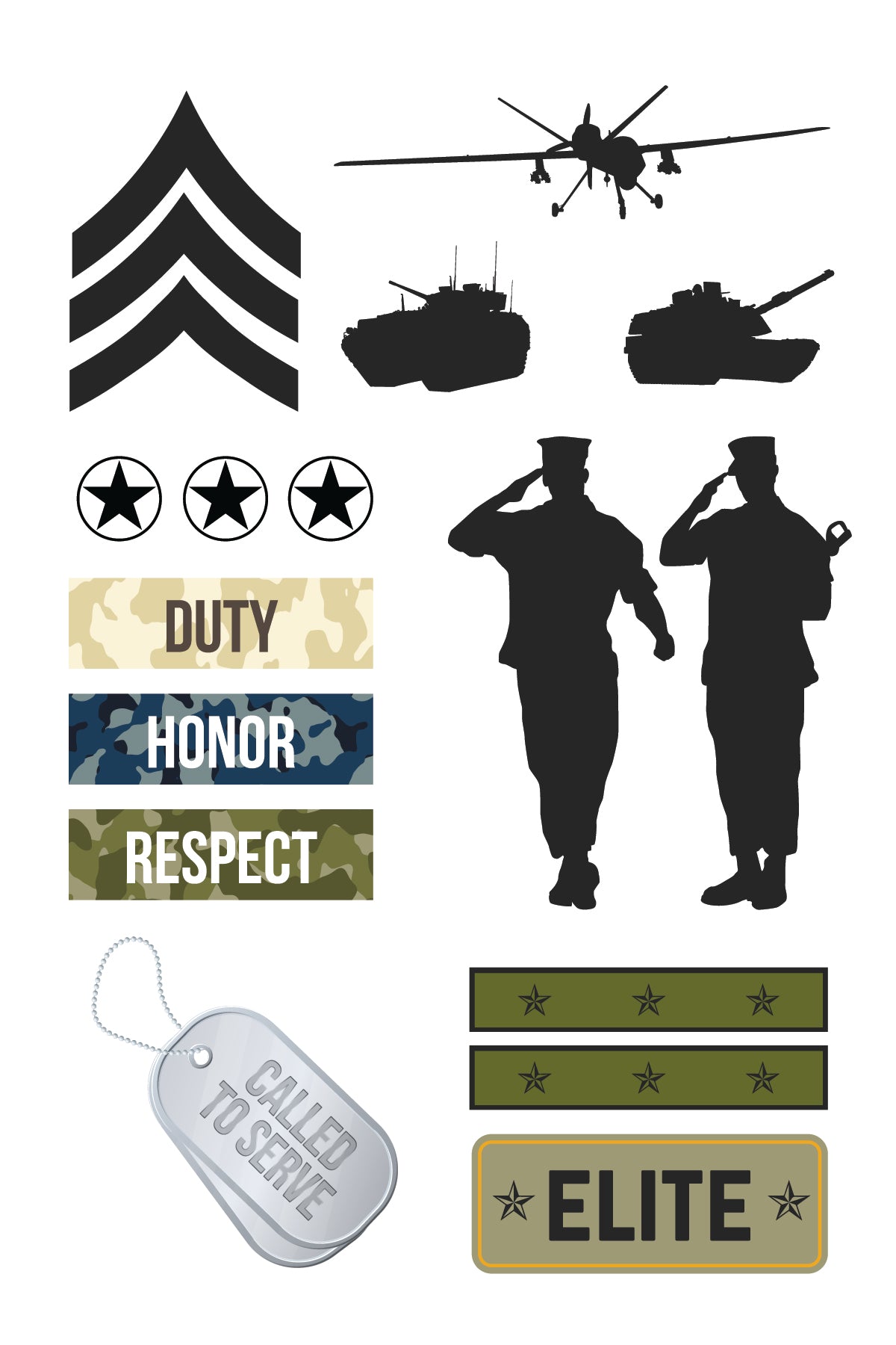 Military Hero Temporary Tattoos 4 in x 6 in