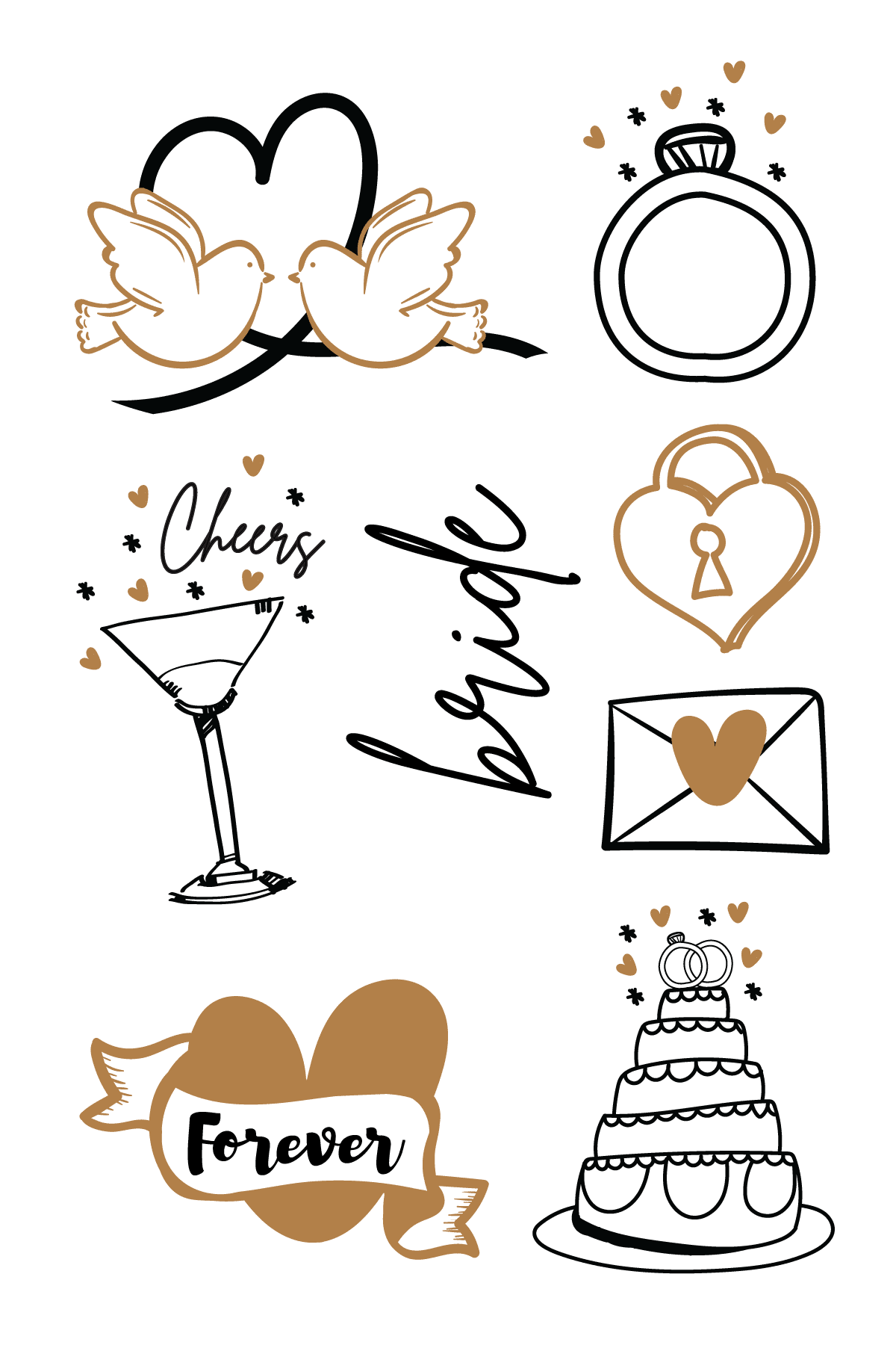 Wedding Favor Temporary Tattoos 4 in x 6 in