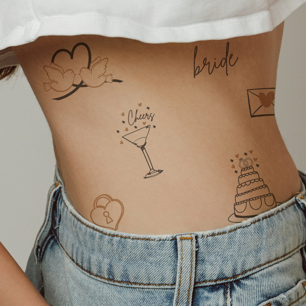 Wedding Favor Temporary Tattoos 4 in x 6 in