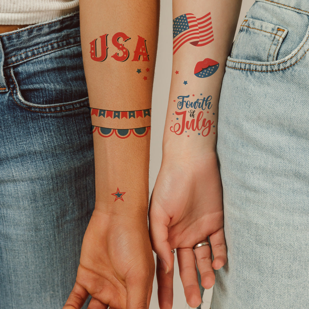4th of July Party Tattoos 4 in x 6 in