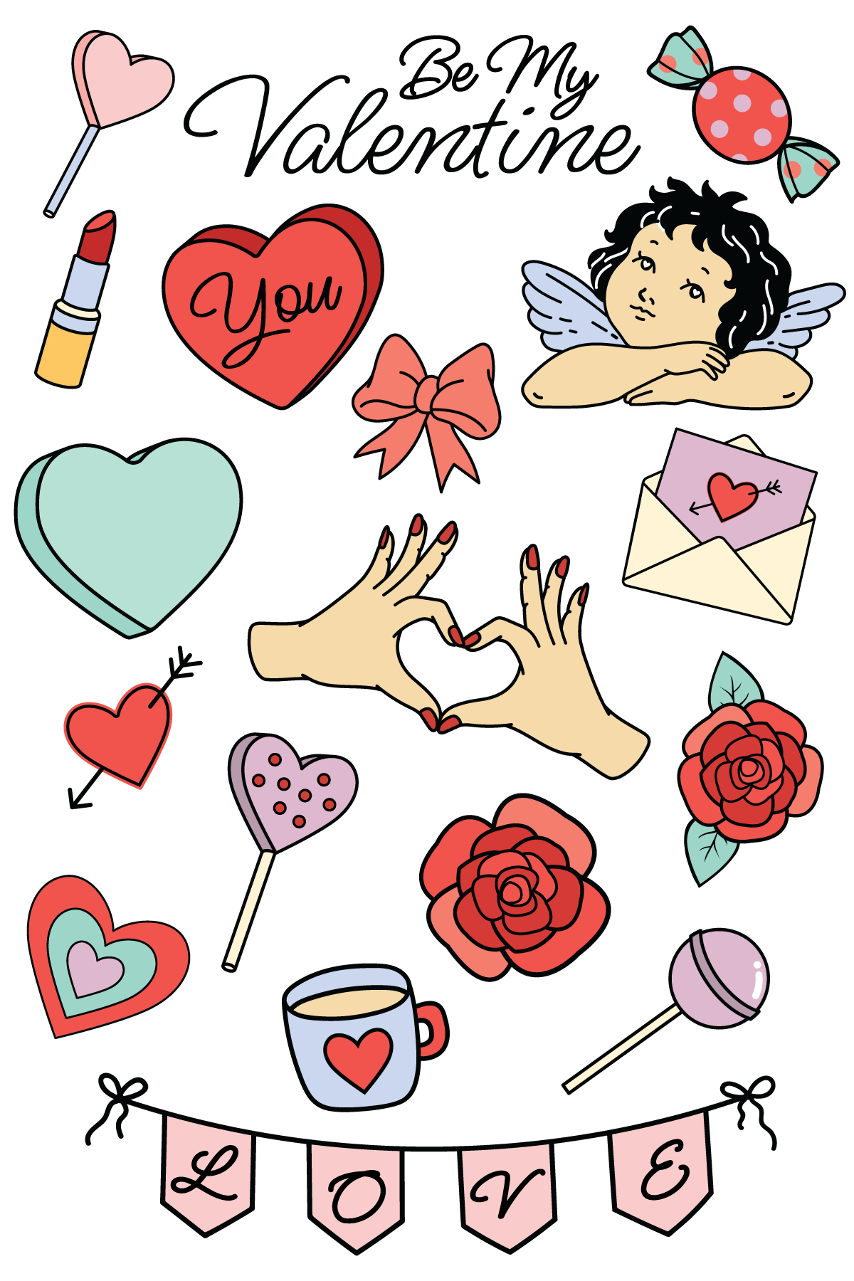 Valentine's Day Vintage Tattoos 4 in x 6 in