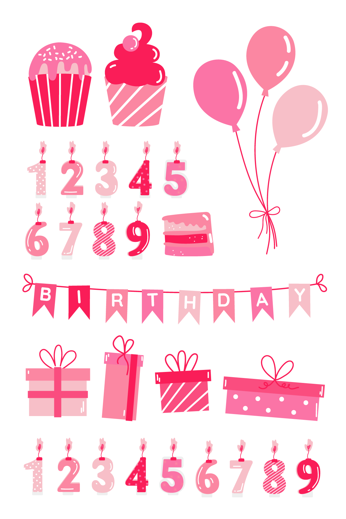 Pink Birthday Tattoos 4 in x 6 in