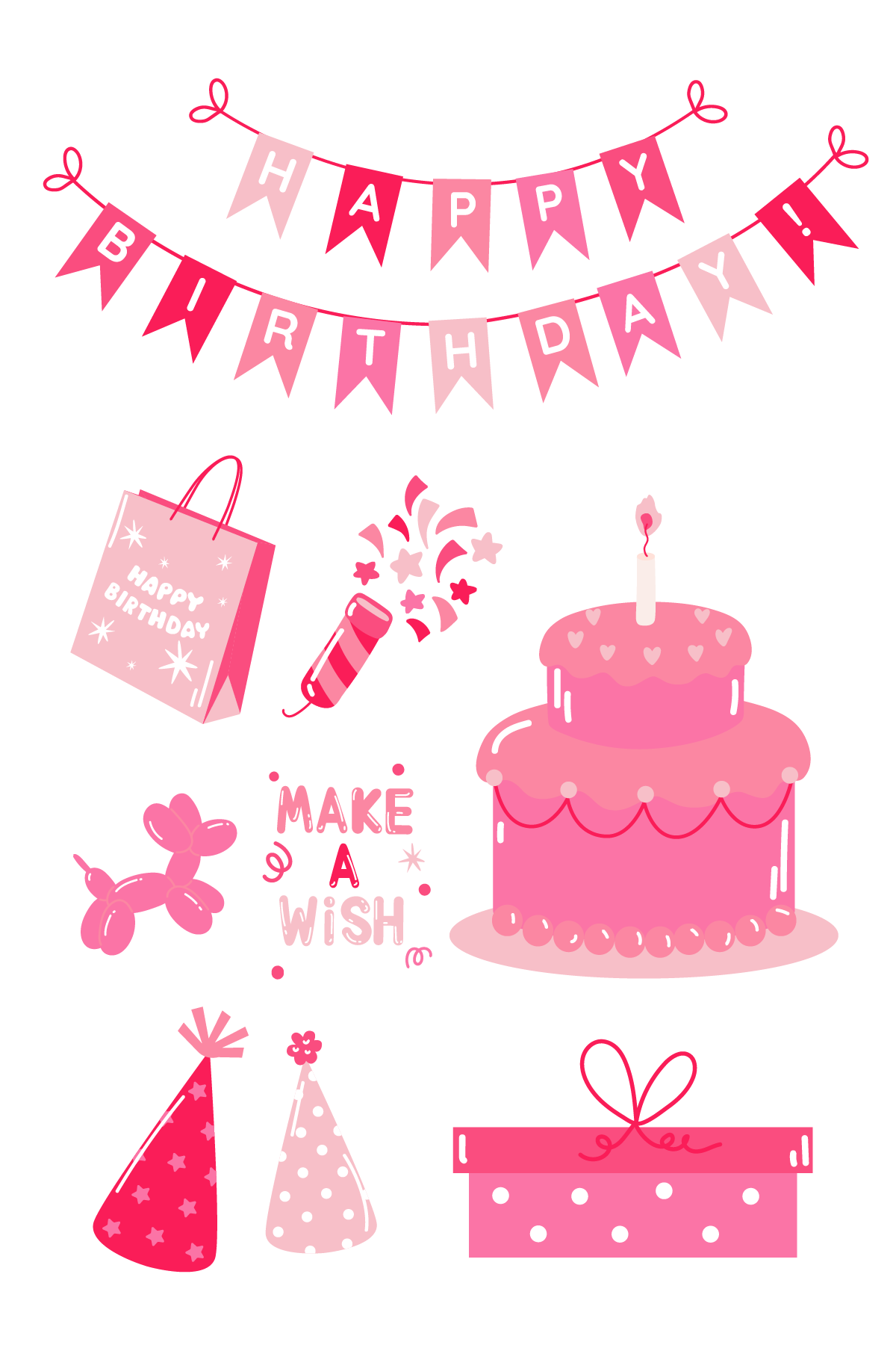 Pink Birthday Temporary Tattoos 4 in x 6 in