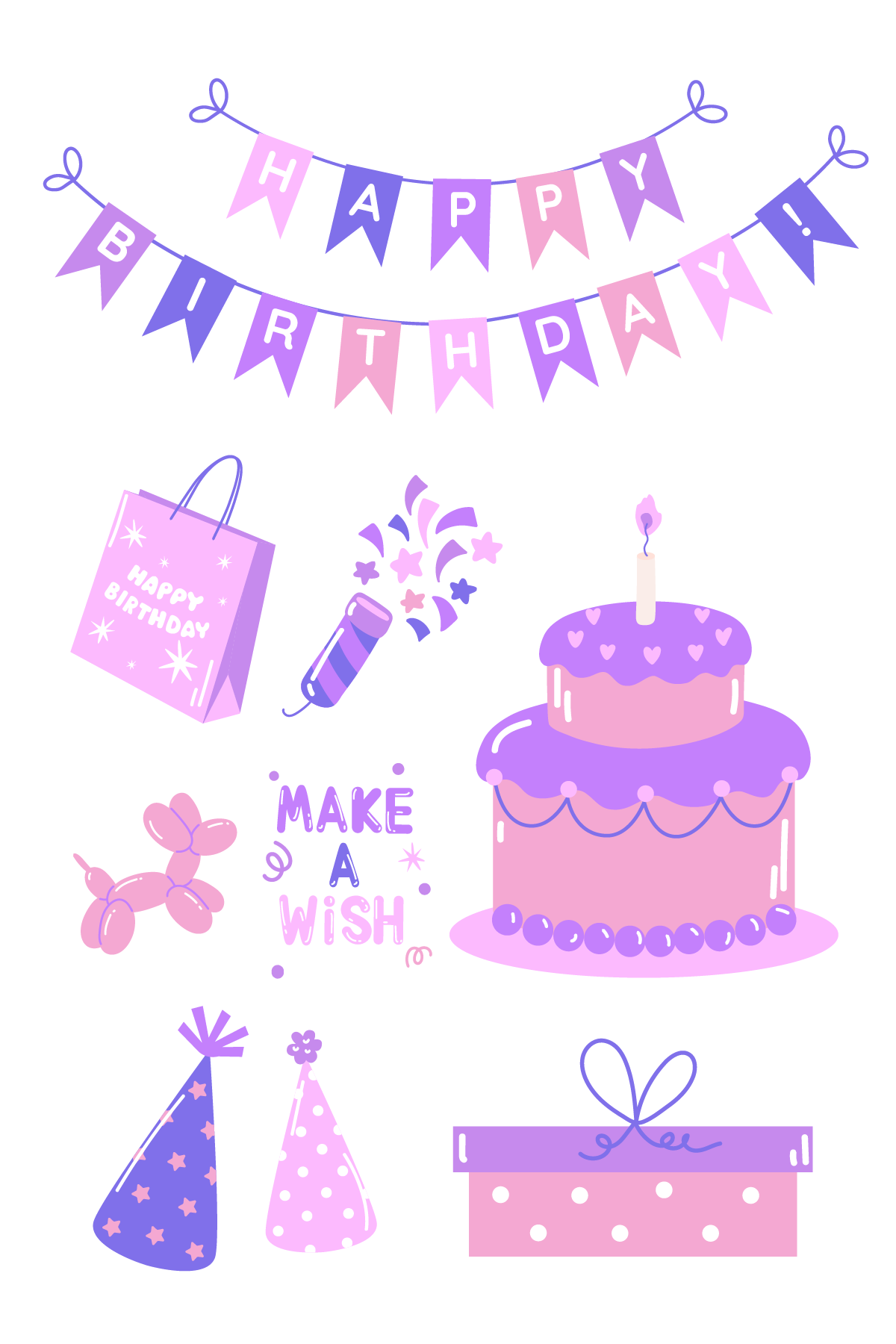 Purple Birthday Tattoos 4 in x 6 in