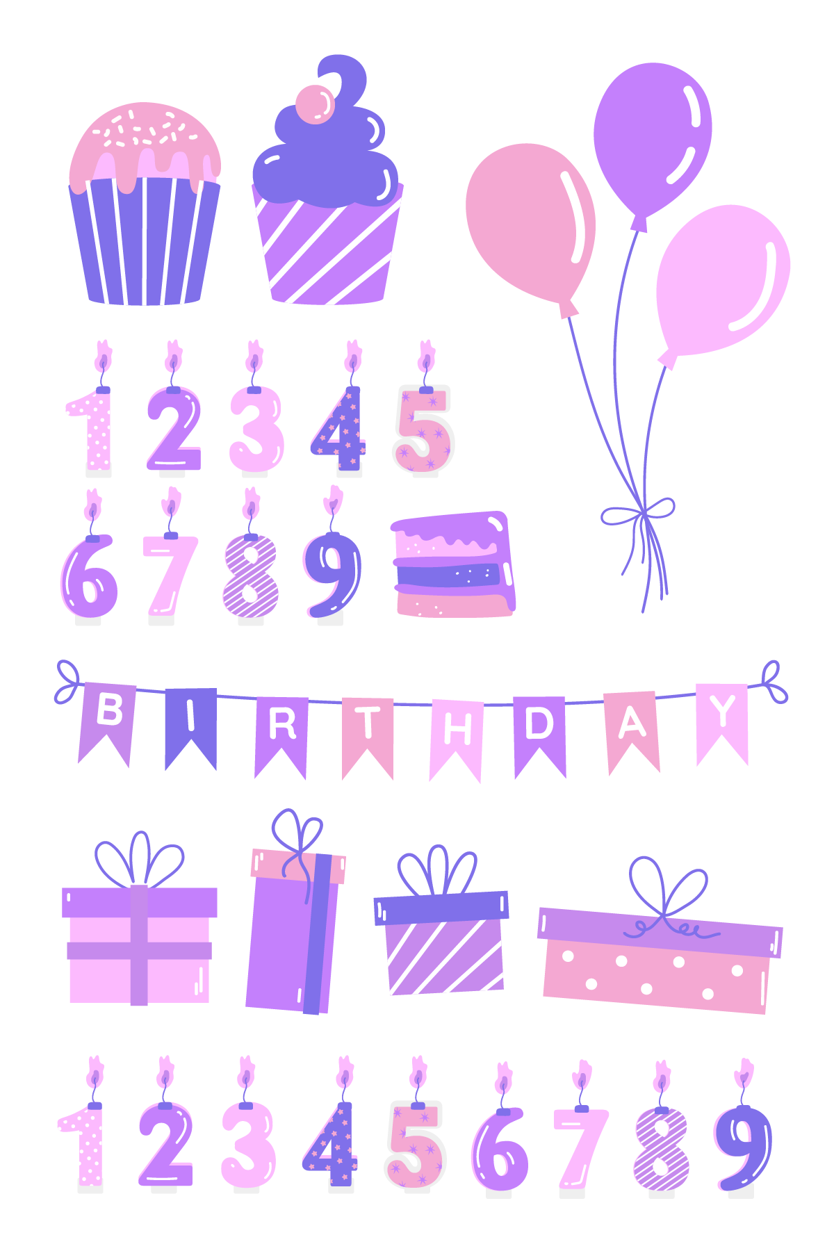 Purple and Pink Birthday Tattoos 4 in x 6 in