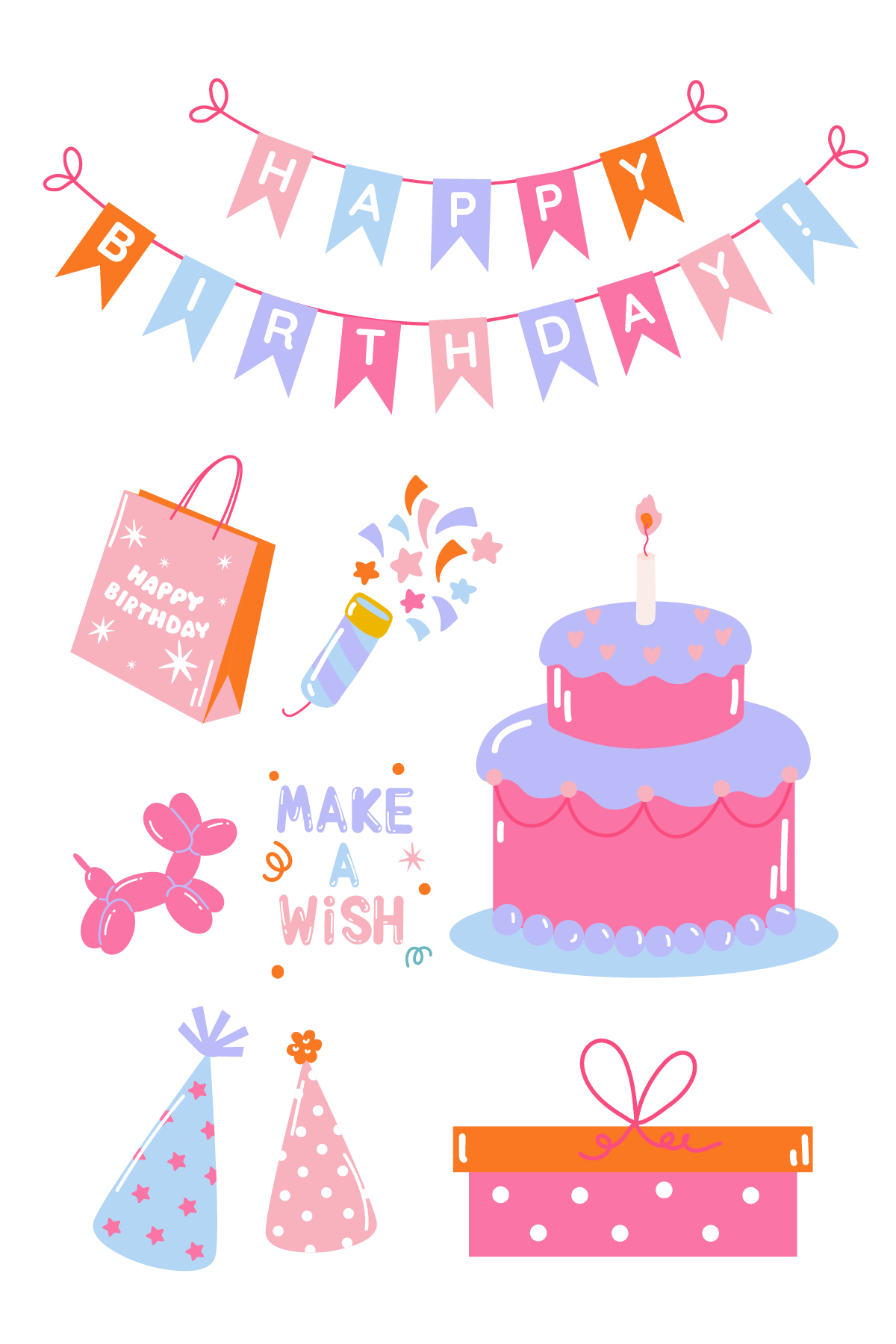 Pink and Purple Birthday Tattoos 4 in x 6 in