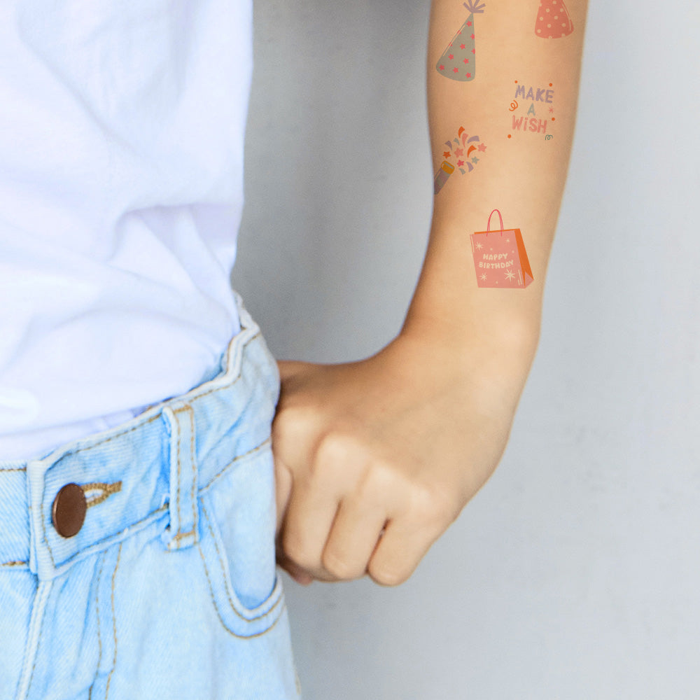 Pink and Purple Birthday Tattoos 4 in x 6 in