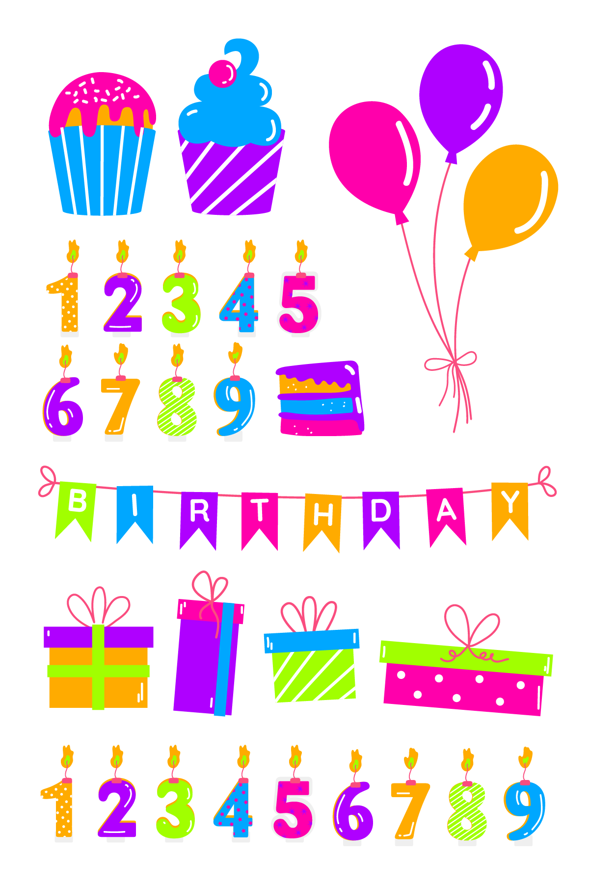 Neon Birthday Tattoos 4 in x 6 in